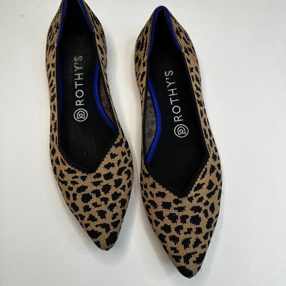 Rothy's Leopard Print Pointed Toe Slip On Flats - Picture 1 of 5